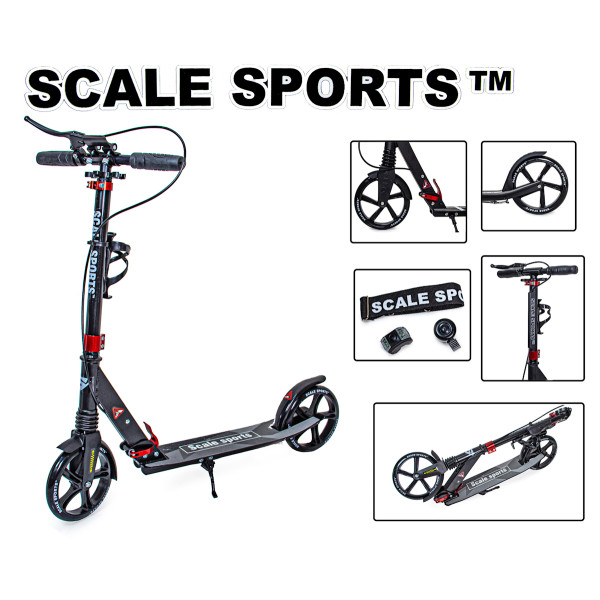 Двоколісний самокат Scale Sports SS-08 з ручним гальмом чорний